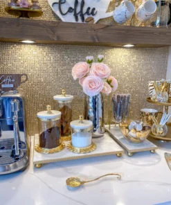 Inspire Me! Home Decor Gold Ripple Canister W/ Marble Lid (3 Sizes) 11 Inspire Me! Home Decor Gold Ripple Canister W/ Marble Lid (3 Sizes)