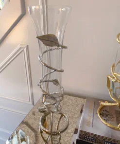 Inspire Me! Home Decor Glass And Metal Spiral Leaf Vase - Gold