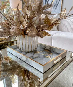 Inspire Me! Home Decor Marble Tray With Gold Edges And Metallic Marble Pattern (2 Sizes)