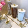 Inspire Me! Home Decor Glass Pomegranate Canisters W/ Marble Lid (3 Sizes)