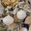 Inspire Me! Home Decor White And Silver Beaded 4" Ornament
