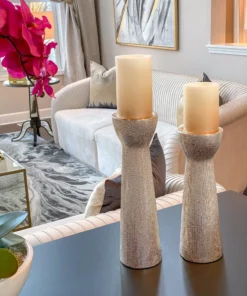 Inspire Me! Home Decor Set Of 2 Ceramic Beaded Candle Holders (2 Colors)