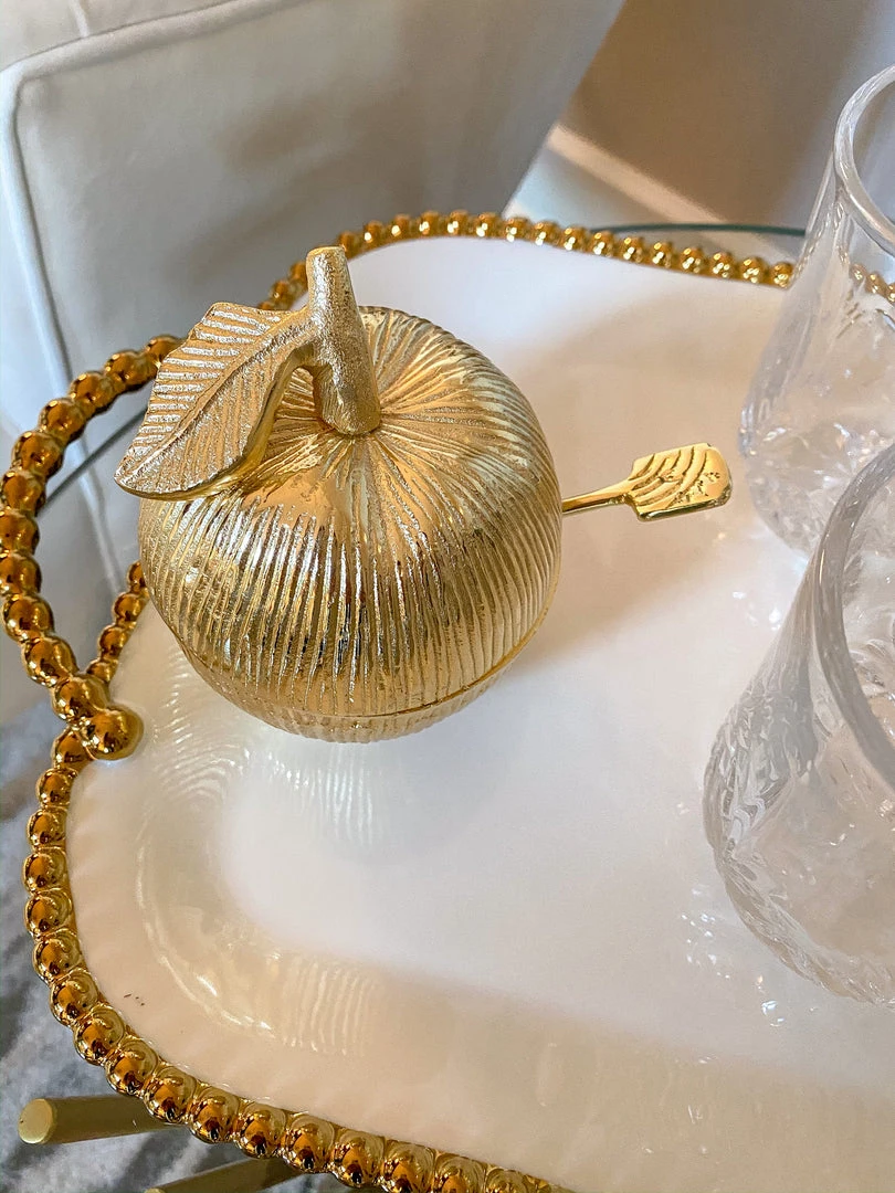 Inspire Me! Home Decor Gold Apple Honey Jar With Spoon 4 Inspire Me! Home Decor Gold Apple Honey Jar With Spoon