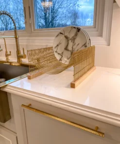 Inspire Me! Home Decor Gold Metal And Mango Wood Dish Drying Rack