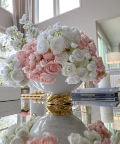 Inspire Me! Home Decor White Ceramic Bowl With Elegant Gold Detail