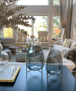 Inspire Me! Home Decor Smoke Grey Glass Planter On Gold Stand (2 Sizes)