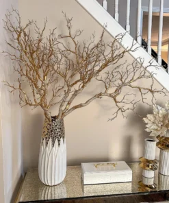 Inspire Me! Home Decor White Faux Leather Lidded Box With Gold Handle