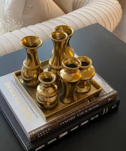 Inspire Me! Home Decor Square Base Gold Vase Display