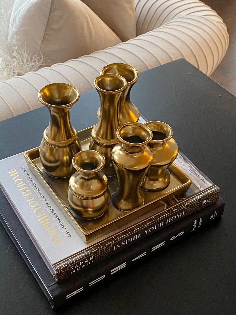 Inspire Me! Home Decor Square Base Gold Vase Display 4 Inspire Me! Home Decor Square Base Gold Vase Display