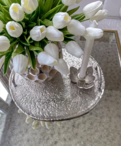 Inspire Me! Home Decor Silver Lotus Flower Candle Holder