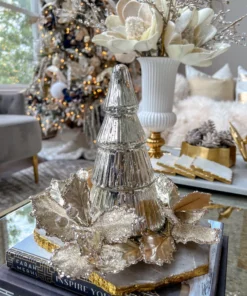 Inspire Me! Home Decor Etched Mercury Glass Tree Candle