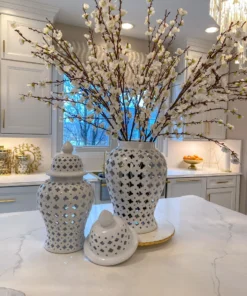 Inspire Me! Home Decor White Ceramic Pierced Ginger Jar (2 Sizes)