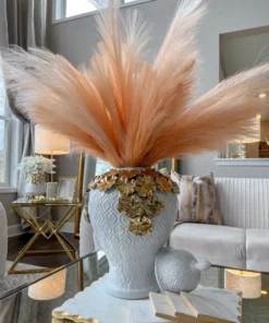 Inspire Me! Home Decor White Textured Ginger Jar With Gold Floral Design (3 Sizes)