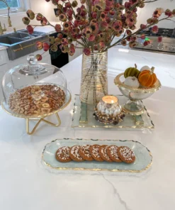 Inspire Me! Home Decor Glass Oval Tray With Hammered Gold Edge