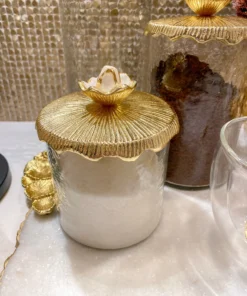 Inspire Me! Home Decor Glass Canister With Metal Floral Lid (3 Sizes) (2 Colors)