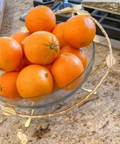 Inspire Me! Home Decor Gold Leaf Detailed Hammered Glass Bowl