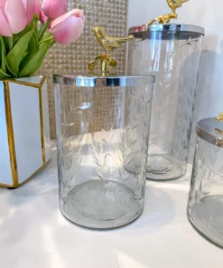 Inspire Me! Home Decor Hammered Glass Canister W/ Gold Bird Lid ( 3 Sizes Available)