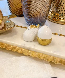 Inspire Me! Home Decor Gold And White Acorn Salt And Pepper Shakers