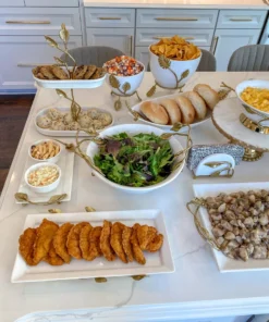 Inspire Me! Home Decor Oblong White Ceramic Bowl With Gold Leaf Details