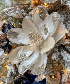 Inspire Me! Home Decor Large Beaded Ivory Magnolia Stem