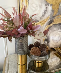 Inspire Me! Home Decor Grey & Gold Studded Vase With Gold Base (3 Sizes)