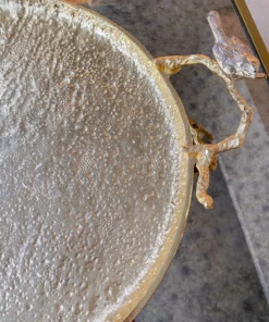 Inspire Me! Home Decor Large Gold Hammered Decorative Tray With Silver Birds