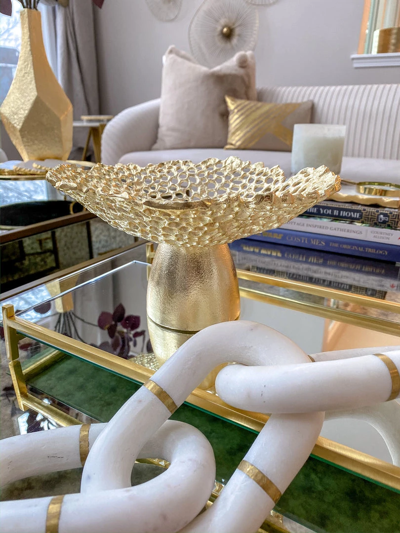 Inspire Me! Home Decor Gold Coral Pedestal Bowl 3 Inspire Me! Home Decor Gold Coral Pedestal Bowl