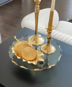 Inspire Me! Home Decor Stacked Glass Cake Stand With Textured Gold Rim (2 Sizes )