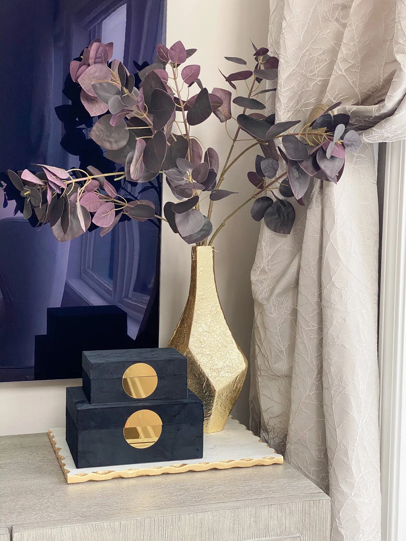 Inspire Me! Home Decor Set Of 2 Velvet Black Boxes With Gold Circle 8 Inspire Me! Home Decor Set Of 2 Velvet Black Boxes With Gold Circle