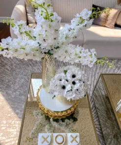 Inspire Me! Home Decor Round Marble Tray With Gold Floral Edge