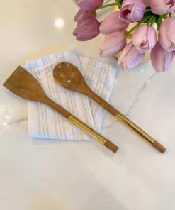 Inspire Me! Home Decor Wood Servers W/ Gold Metal Handles