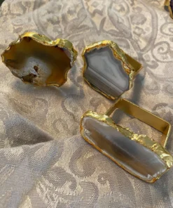 Inspire Me! Home Decor Set Of 4 Agate Napkin Rings (2 Colors)