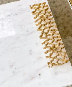 Inspire Me! Home Decor Marble Tray With Gold Metal Abstract Handles 7 Inspire Me! Home Decor Marble Tray With Gold Metal Abstract Handles