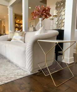 Inspire Me! Home Decor Gold Side Table With Marble Top And Magazine Rack