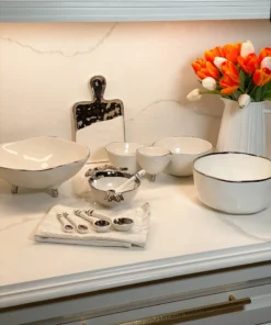 Inspire Me! Home Decor Silver And White 3 Section Serving Bowls