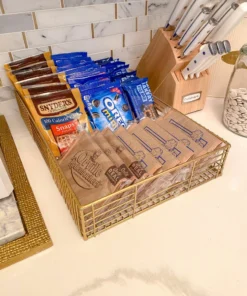 Inspire Me! Home Decor Gold Metal Organization Baskets (Set Of 2)