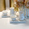 Inspire Me! Home Decor Metallic Gold Marble Print Turkish Coffee & Tea Set With Tray