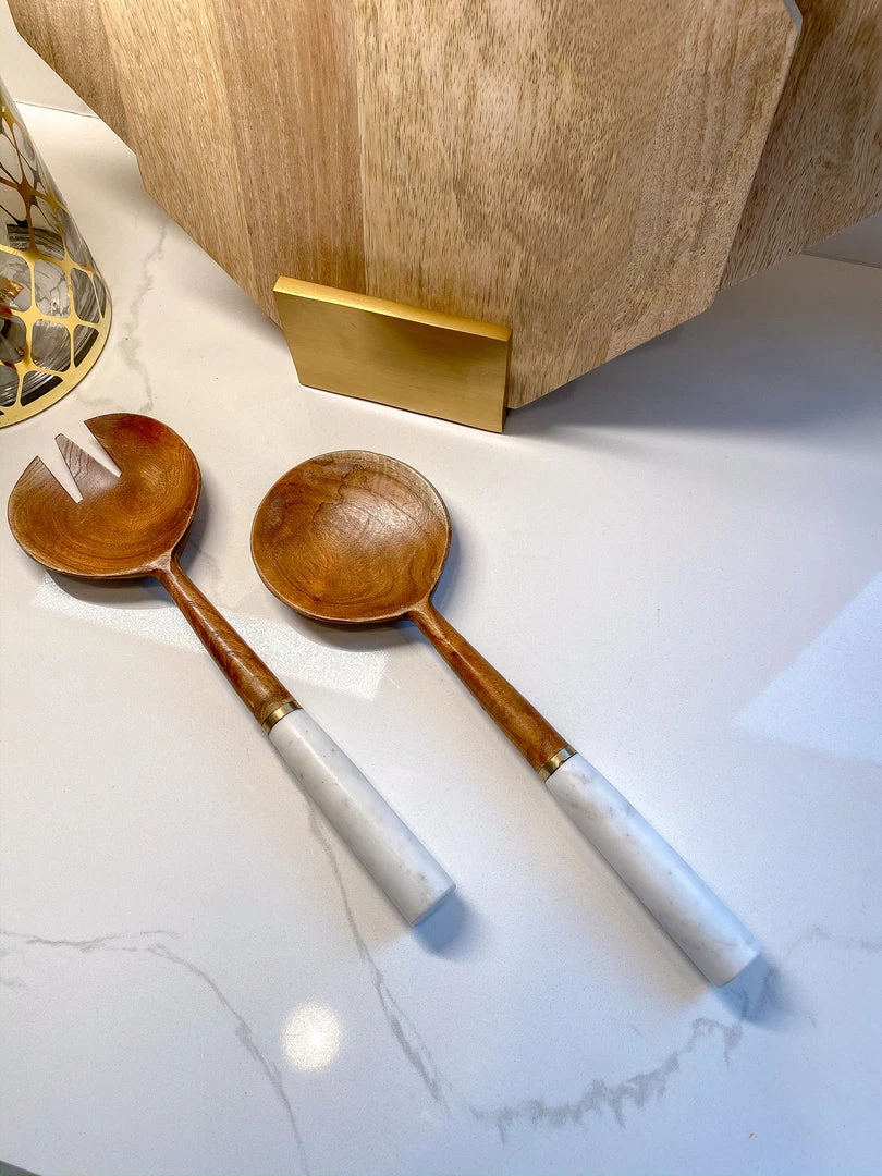 Inspire Me! Home Decor Wood Servers W/ Marble Handle KITCHEN 3 Inspire Me! Home Decor Wood Servers W/ Marble Handle KITCHEN