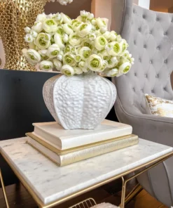 Inspire Me! Home Decor White Pomegranate Vase With Gold Trim (2 Sizes)