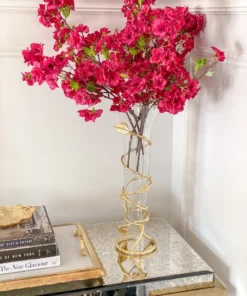 Inspire Me! Home Decor Glass And Metal Spiral Leaf Vase - Gold