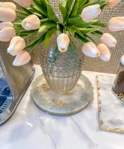 Inspire Me! Home Decor Round White Resin Tray/Trivet