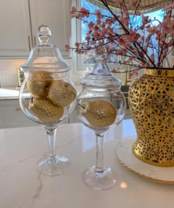 Inspire Me! Home Decor Matte Gold Large Ceramic Hammered Fruits (2 Styles)