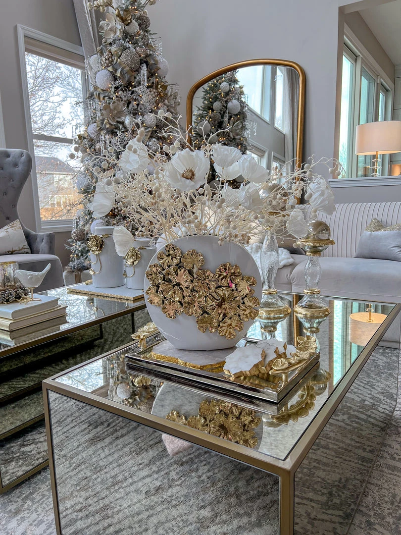 Inspire Me! Home Decor White Vase With Gold Floral Design 5 Inspire Me! Home Decor White Vase With Gold Floral Design