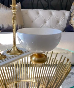 Inspire Me! Home Decor White Glass Bowl With Gold Round Base