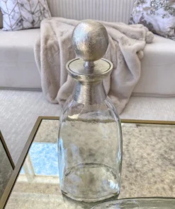 Inspire Me! Home Decor Glass Bottle With Silver Ball Stopper (2 Sizes)