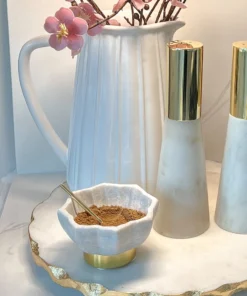 Inspire Me! Home Decor Lotus Shaped Marble Spice Dish W/ Spoon