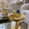 Inspire Me! Home Decor Gold Floral Bowl On Pedestal 2 Inspire Me! Home Decor Gold Floral Bowl On Pedestal