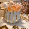 Inspire Me! Home Decor White And Gold Striped Bowl