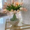 Inspire Me! Home Decor Clear Glass Vase With Champagne Gold Patterned Base