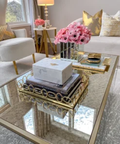 Inspire Me! Home Decor Gold Oval Trim Mirror Glass Tray